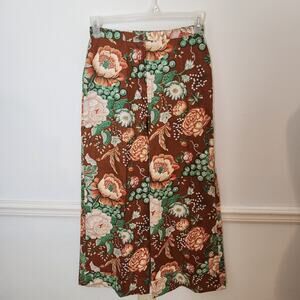 Vtg 70s Bobbie Brooks Pants Sz 15 WideLeg Flare Crop Floral 27x25.5 Womens Retro